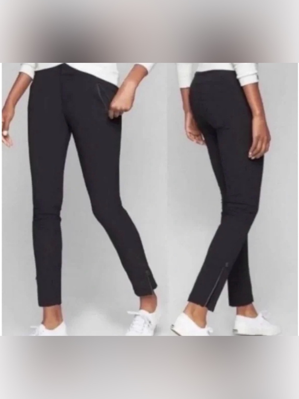 Athleta Wander Stash Utility Black Zip Pockets Ankle Zip Joggers Pants Size:14